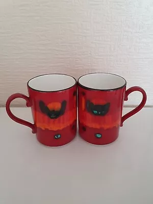 Buy Poole Pottery Volcano Two Red Mug  Black Rim Marked Inside The Mug Beneath Glaze • 29.99£