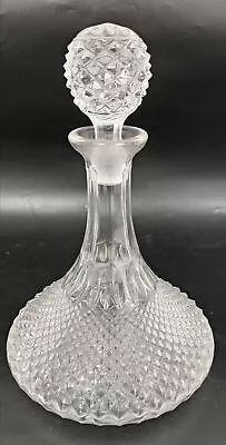 Buy Vintage Crystal Glass Decanter Clear With Stopper 27cm Decorative Collectable • 6.99£