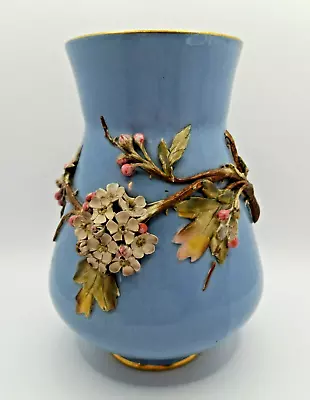 Buy Mintons Majolica Vase Blossom Tree Flowers Antique English Pottery 1891 Minton • 29.99£