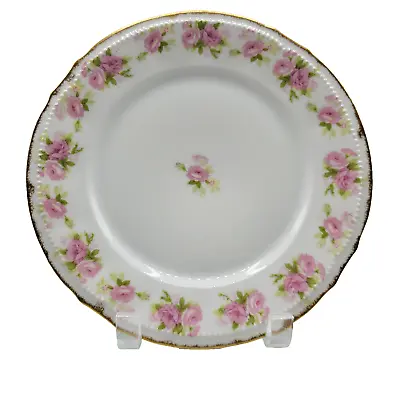 Buy Vintage Elite Limoges France 8.25  Plate Pink Roses Floral Gold Trim Table Decor • 19.20£