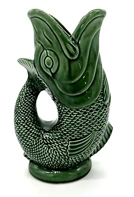 Buy Vtg Unmarked Dartmouth Pottery Devon England Green Gurgling Fish Pitcher Vase 9” • 52.84£