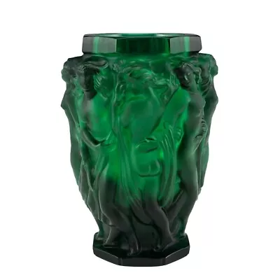 Buy Glamorous Art Deco Translucent Green Glass Bacchantes Vase 1930' H.Hoffmann • 233.23£