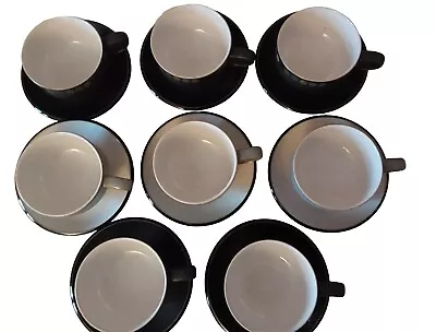 Buy Denby Jet Flat Cups With Saucers - 8 Sets • 12£