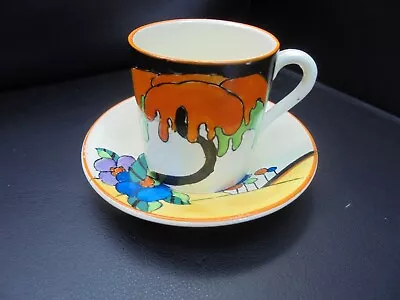Buy A Clarice Cliff WOODLAND Tankard Shape Coffee Can & Saucer. • 325£