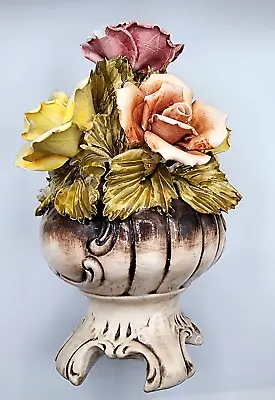 Buy Authentic Italian Italy Capodimonte Handmade Ceramic 3D Vase Of Roses • 67.12£