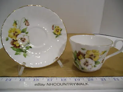 Buy Royal Sutherland English Fine Bone China Pansy Floral Tea Cup & Saucer Set - EUC • 15.22£