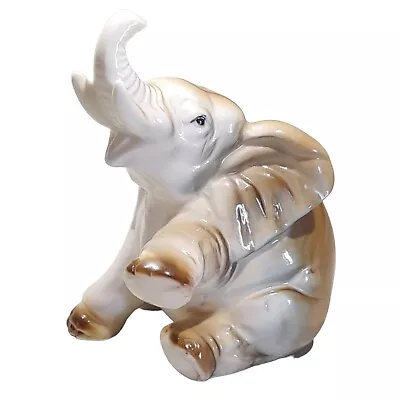 Buy Vintage Porcelain Elephant Figurine. Collectable Baby Elephant. Brown Elephant. • 7.95£