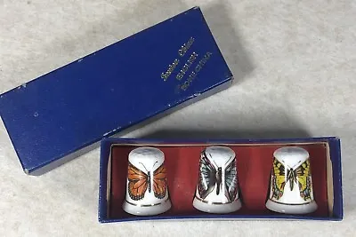 Buy Set Of 3 Butterfly Vintage Fenton China Company Thimbles English Bone China • 26.66£