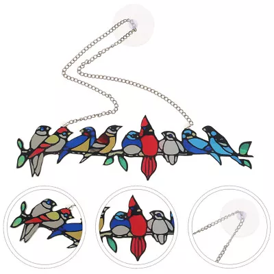 Buy Bird Hanging Decor Sun Catcher Ornaments Stained Glass Window Panel • 8.99£