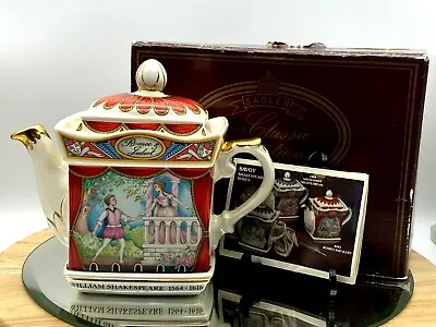 Buy Vintage Porcelain Sadler Teapot - Romeo And Juliet (Shakespeare) Boxed Brown • 68£
