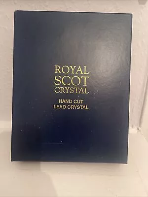 Buy BEAUTIFUL ROYAL SCOT HAND CUT LEAD CRYSTAL CHAMPAGNE FLUTES X 2 - NEW BOXED • 12.99£