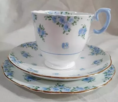 Buy Crown Staffordshire Forget Me Not Trio,  C1930-1950 • 17.99£