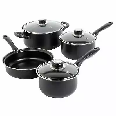 Buy 7Pcs/Set Non Stick Saucepan Cookware Set Cooking Pot Frying Pan With Glass Lids • 18.99£