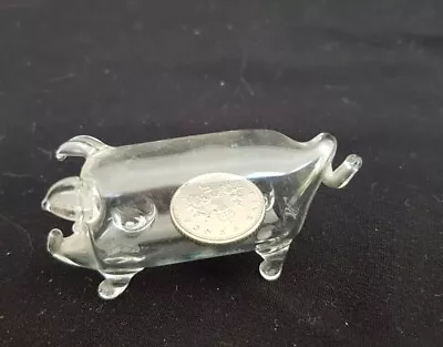 Buy Hand Blown Glass Pig With Old 5p Inside Small • 1.99£