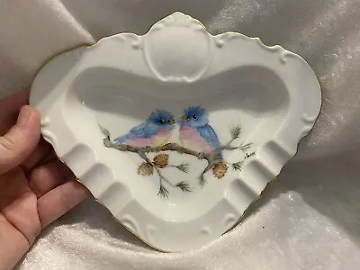 Buy Beautiful Vintage Bone China Ashtray/trinket Bowl With Handpainted Birds • 30.36£
