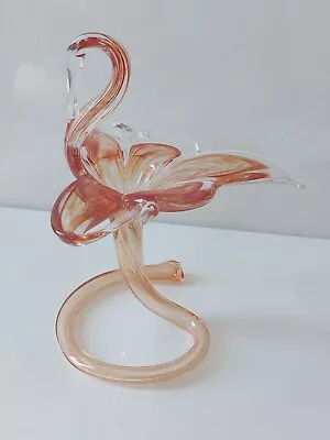 Buy Hand Made Glass Swan & Flower Shaped Ornament Flamingo Possibly Murano? • 18£