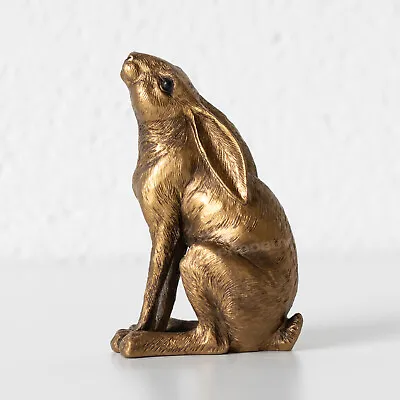 Buy 12cm Bronze Gazing Hare Ornament Figurine Statue Sculpture Home Decor Figure • 14£