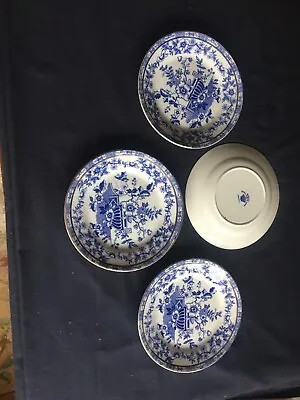 Buy 4 Royal Albion China  Burman  Blue & White Teaplates • 8£