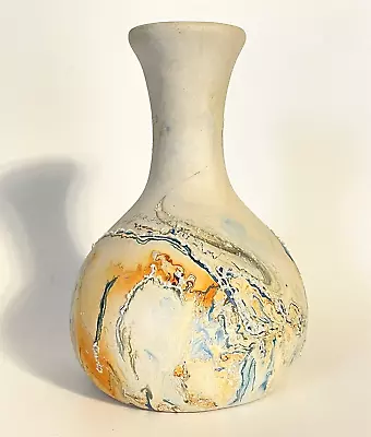 Buy Vintage Nemadji Clay Earth Pottery Vase Blue Orange Swirl 6.5  USA • 15.40£