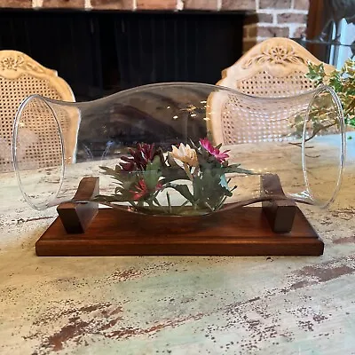 Buy Vtg Sideways Glass Centerpiece Flower Table Hurricane USA Oxford Pine Retro • 26.51£
