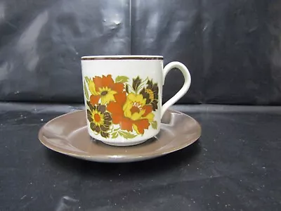Buy Vintage Retro  Johnson Bros Brown Floral Coffee  Cup & Saucer (D) • 9.99£
