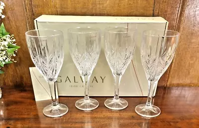 Buy EXC. BOXED UNUSED GALWAY IRISH Crystal SET 4  ABBEY  Lge WINE GOBLETS/GLASSES 8  • 44.95£