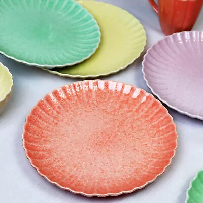 Buy Pastel Scalloped Dinner Plates Set Of 4 Ceramic Colourful Modern Retro Tableware • 28£