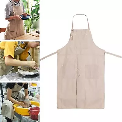 Buy Pottery Canvas Apron Full Cover Split Leg With Pockets Durable For Painting • 15.02£