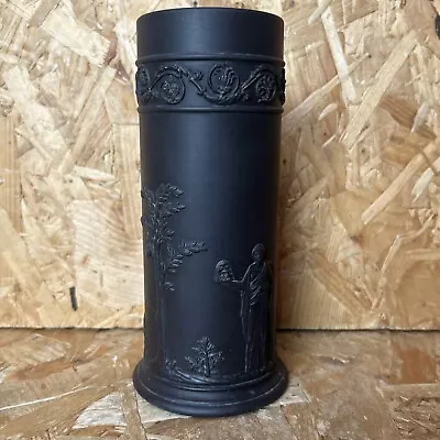 Buy Vintage Wedgwood Black Basalt Jasper Spill Vase 16cm Neo-Classical • 39.99£