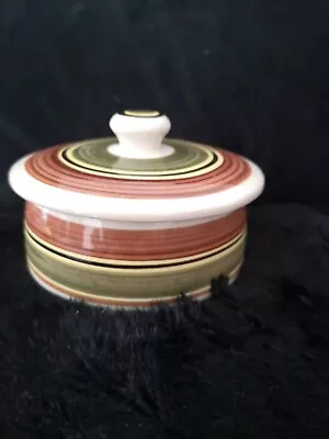 Buy Vintage Dragon Studio Pottery Rhayader Striped Lidded Pot Made In Wales 70's • 8£