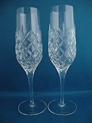 Buy 2 X Royal Doulton Crystal Westpoint Cut Champagne Flutes Glasses - Signed Set 2  • 39.95£