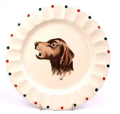 Buy French Dog Plate Longwy Pottery France Nemrod Hand Painted Enamel  Signed LV • 30£