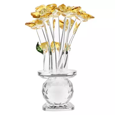 Buy Crystal Flower Figurines Classy Yellow Crystal Flower Ornament Crystal Crafts • 16.27£
