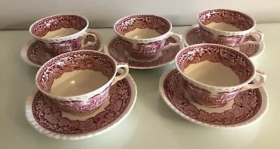 Buy Masons Vista Pink Tea Cups & Saucers X 5 • 25£