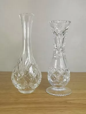 Buy Two Small Cut Glass Stem Vases, One Royal Doulton • 10.50£