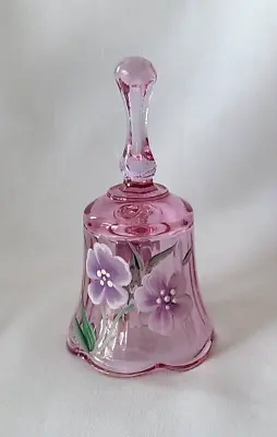 Buy Fenton Pink Glass/ Clear Petite Bell Hand Painted Scalloped Signed W L Hart • 15.34£