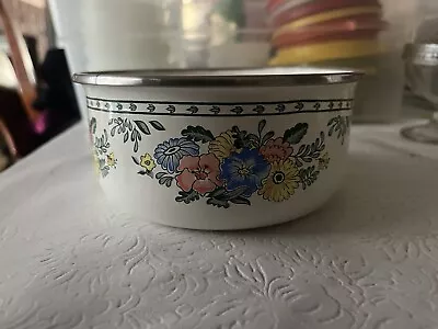 Buy Floral Print M Kamenstein Vintage Enamelware Mixing Bowl From 1980s • 9.47£