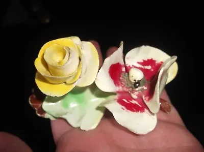 Buy Vintage Capodimonte China Rose & Anemone Ornament On Leaf Base • 4£