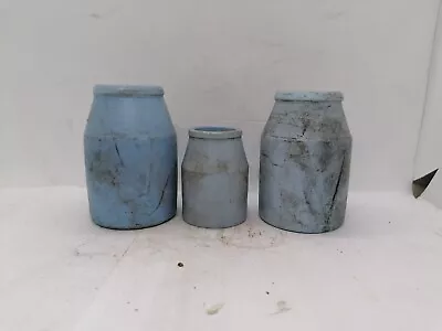 Buy 3 Old Light Blue Stoneware Pots  • 5.50£