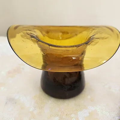 Buy Rare Vintage MCM Top Hat Crackle Glass- Beautiful Amber Color- Hand Blown • 16.92£