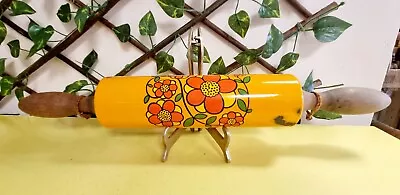 Buy Great Vintage Enamel Retro Vibrant Orange 1960s Kitchen Ware Pottery Rolling Pin • 38£