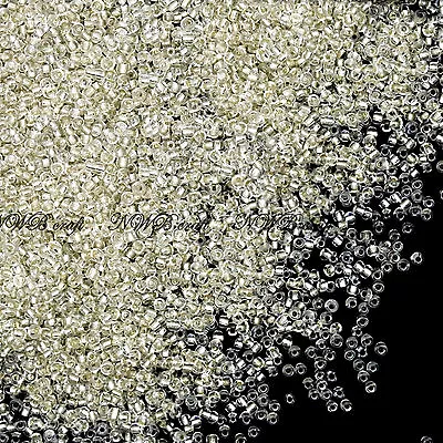 Buy 50g Glass Seed Beads Silver Lined 2mm (11/0 ) 3mm (8/0) 4mm (6/0) UK Stock • 2.79£