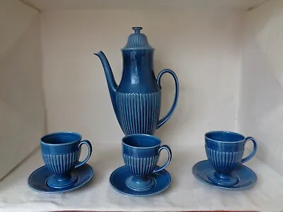 Buy Carlton Ware Pacific Blue Athena Coffee Pot Plus 3 Cups And Saucers • 11.99£