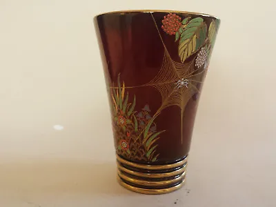 Buy Carlton Ware Lustre Rouge Royale 'Spider Web' Vase, Beautiful Condition • 119.99£