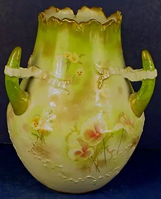 Buy Antique English George Jones & Sons Crescent Porcelain Tusk-handle Vase • 47.43£