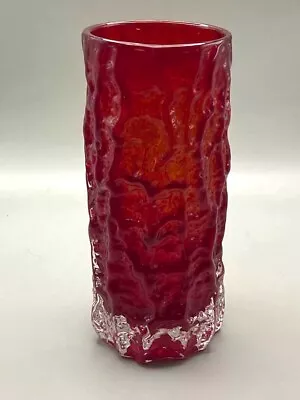 Buy 1960s Whitefriars Geoffrey Baxter Hand Blown To Mould Ruby Red  7 1/2  Bark Vase • 80£