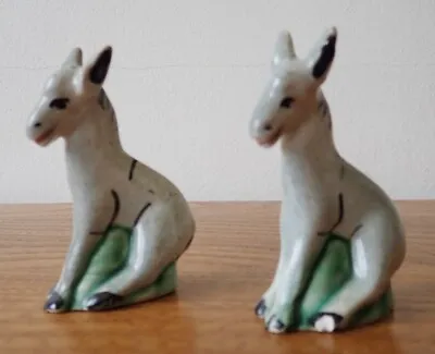 Buy Pair Of Antique Victorian Staffordshire Pottery China Donkeys  • 15£