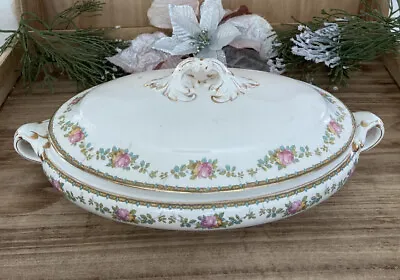 Buy Booths Silicon China Floral Covered Dish Gold Trim England Antique 12.5”x7” • 118.59£