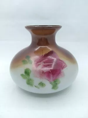 Buy Antique/Vtg. Fostoria? Opaque Milk Glass Hand Painted Bulb Vase • 23.35£