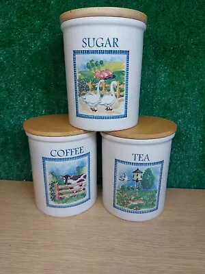 Buy Vintage Cloverleaf T G Green Coffee Tea Sugar Ceramic Canister Set  • 40£